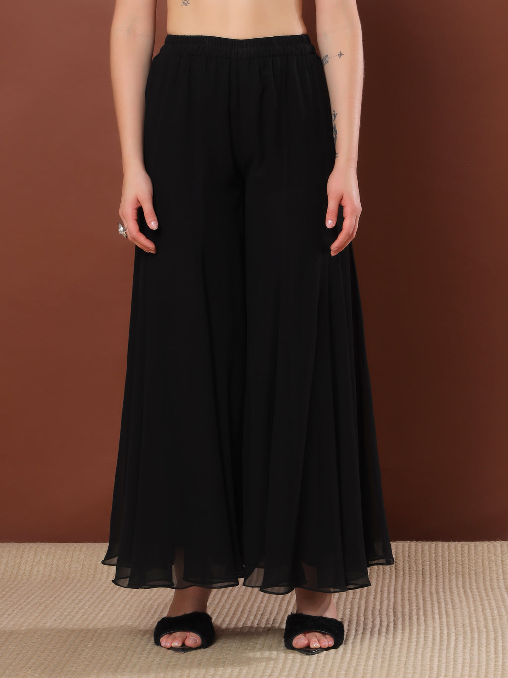 Black Embroidered Sharara Suit