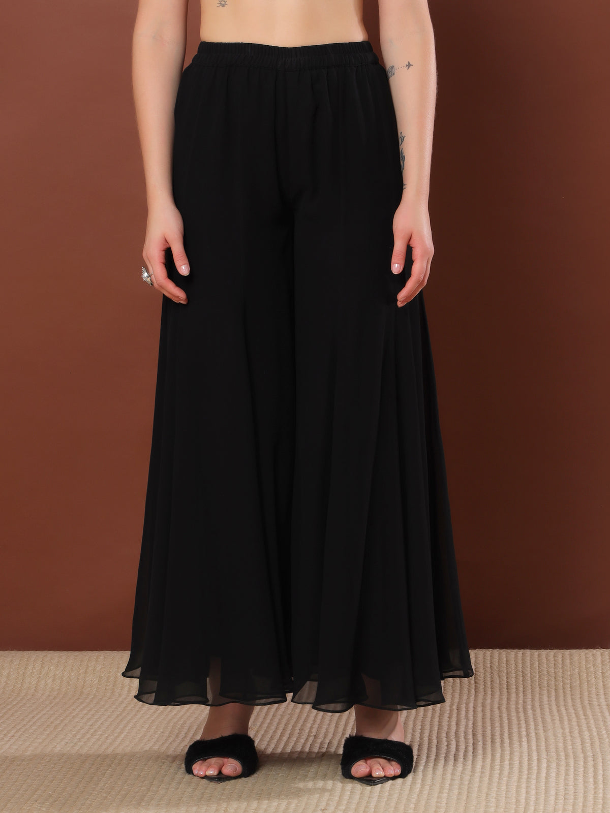 Black Embroidered Sharara Suit