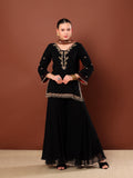 Black Embroidered Sharara Suit