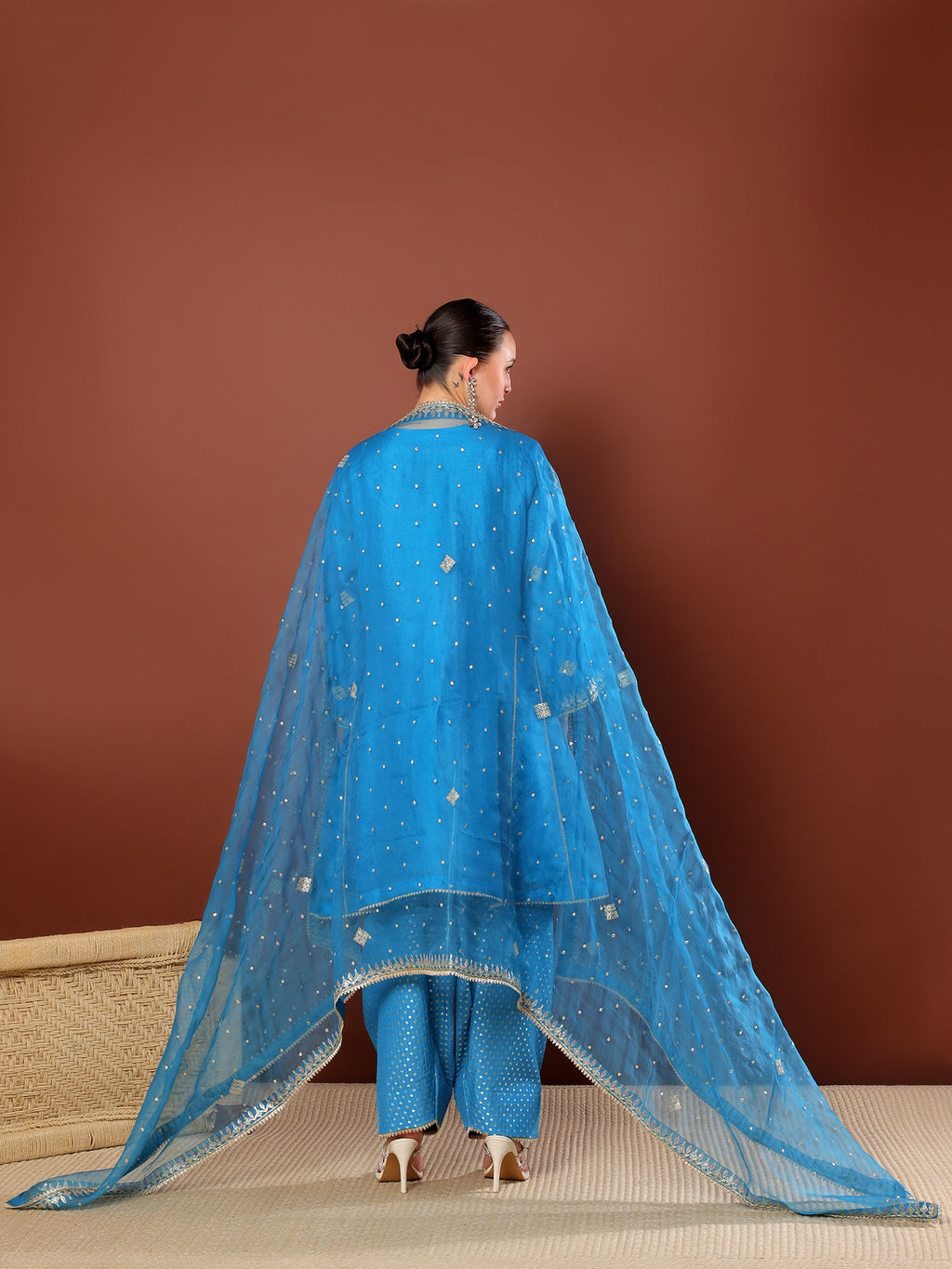 Azure Blue Embroidered Pakistani Suit