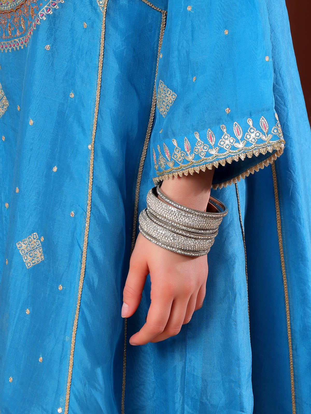 Azure Blue Embroidered Pakistani Suit