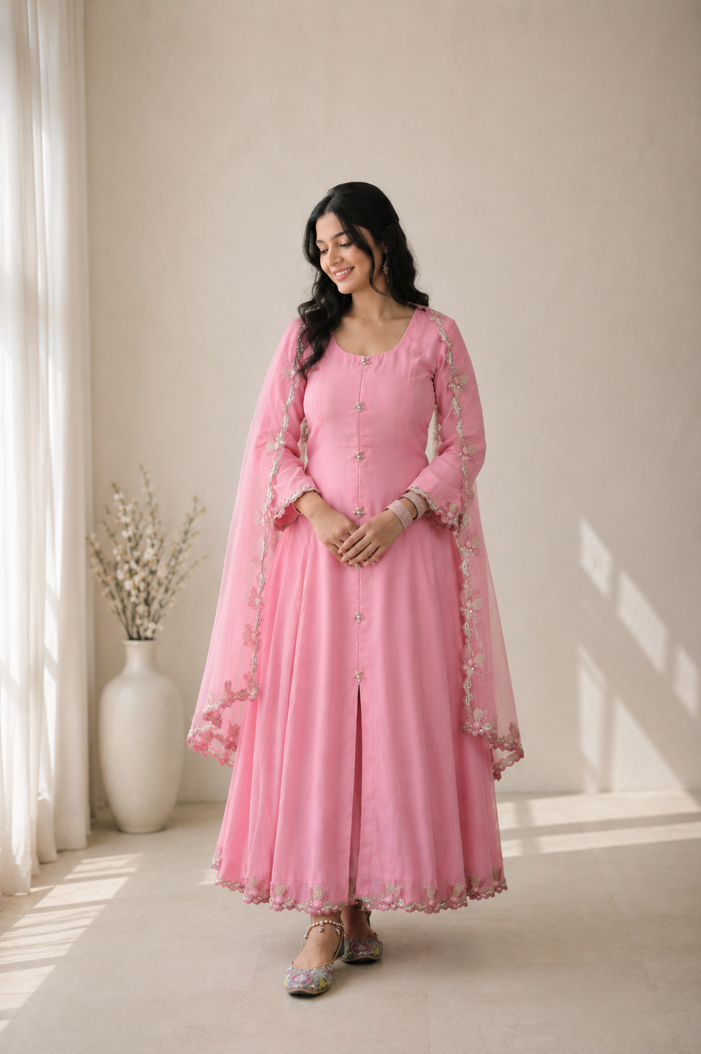 Blush Pink Embroidered Georgette Suit